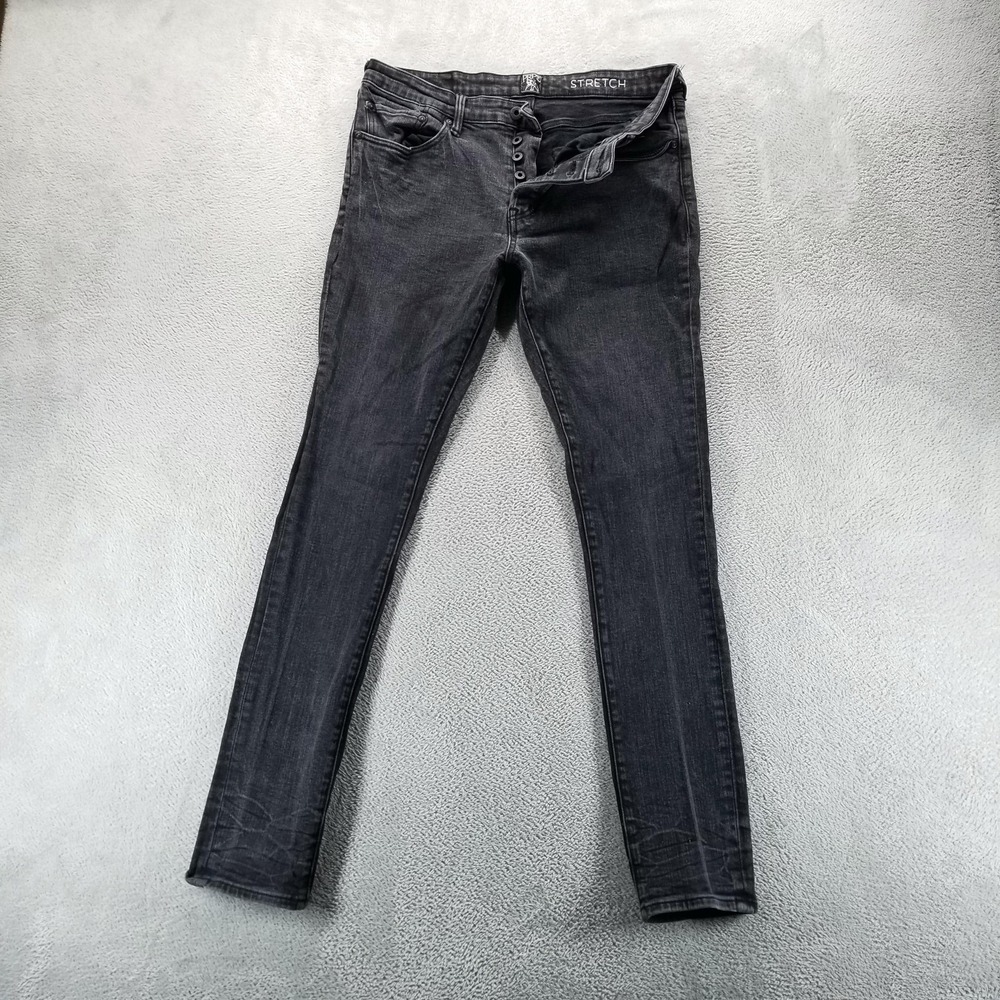 Prps Jeans‎ Mens 34x31 Gray Slim Skinny Stretch Charcoal Wash Button Fly Denim
